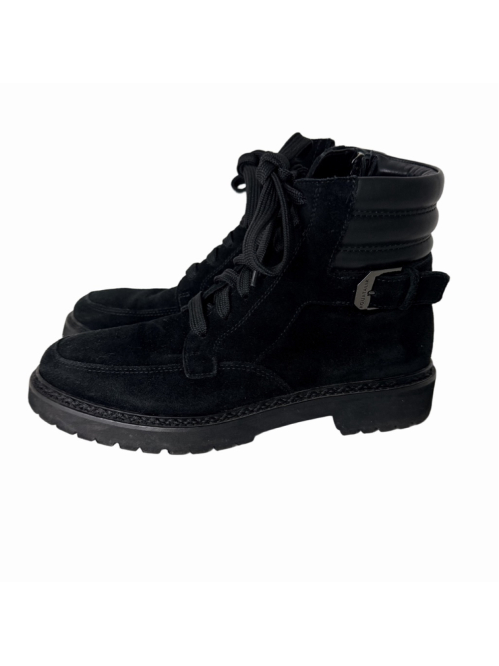 Aquatalia Mayra Black Suede Lace Up Buckle Waterproof Boots Size 7.5